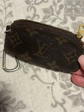 Louis Vuitton Monogram Key Pouch in Dark Brown with Gold Hardware
